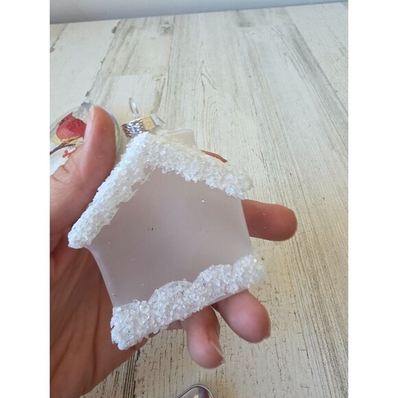 Glass Cardinal sparkle ornament‎ bird Xmas tree oval - Picture 6 of 8